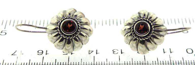 Sterling Silver Garnet Drop Earrings