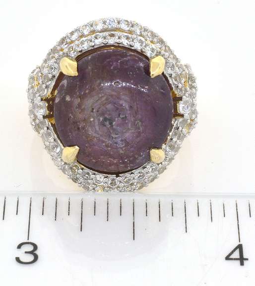 Powerful Massive 16.59CTS Star Ruby & White Sapphire Ring in Sterling Silver