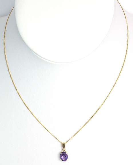 Lovely Amethyst Pendant & Chain, 14KT