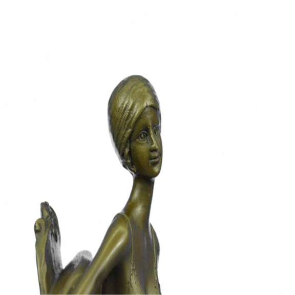 A Maiden Sitting on A Chair Bronze Sculpture