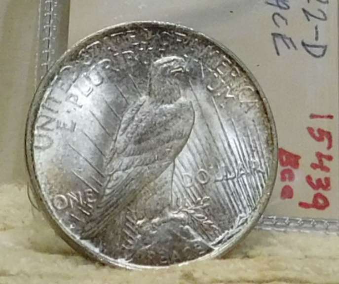 1922-D Peace Dollar almost Uncirculated