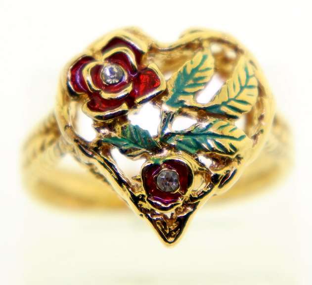 Vintage 14KT gold Red Rose Ring