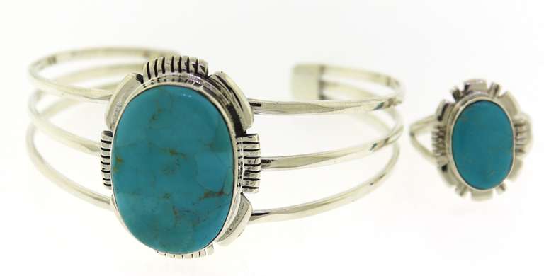 Set of Southwest style Turquoise Ring & Cuff Bracelet
