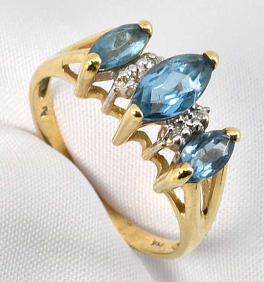 Blue Topaz Pyramid Style Ring