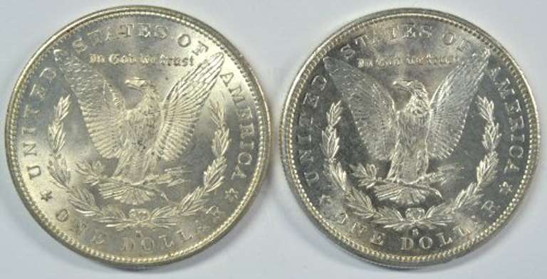 Choice BU 1879-S and 1881-S Morgan Silver Dollars