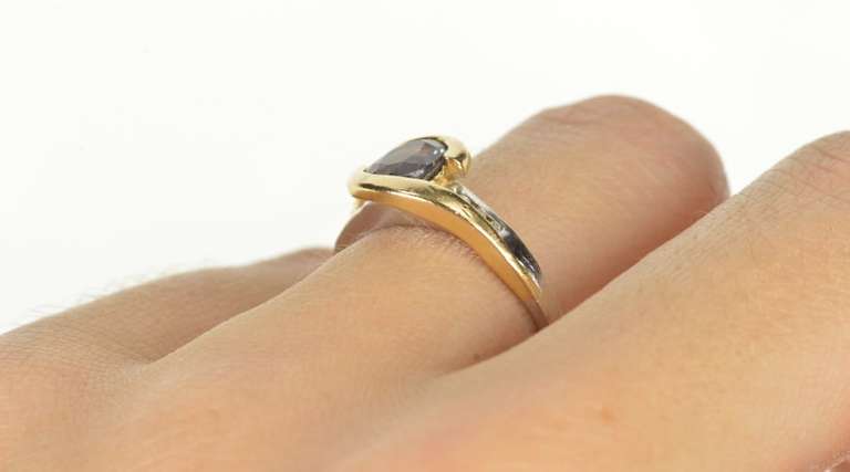 14K White Gold Two Tone Syn. Alexandrite Diamond Swirl Ring