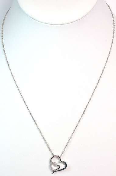 Diamond Heart Pendant & Chain, Sterling