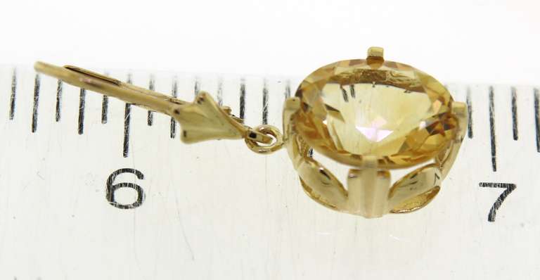 Flashy Yellow Gold Citrine Dangle Earrings