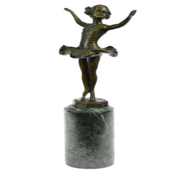 Classy Girl Ballerina Bronze Statue on Marble Base Sculpture