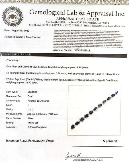 Entrancing Sapphire & Diamond Bracelet in Sterling Silver