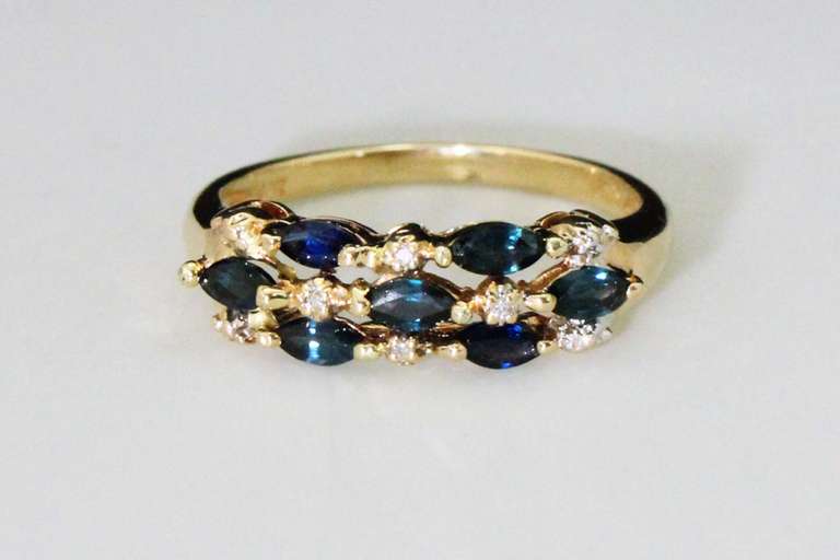 Charming Sapphire & Diamond Band in 10k