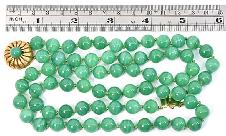 Double Stand Green Agate Necklace