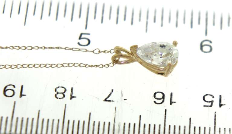 Fantastic 14kt YG Pear CZ Solitaire Necklace