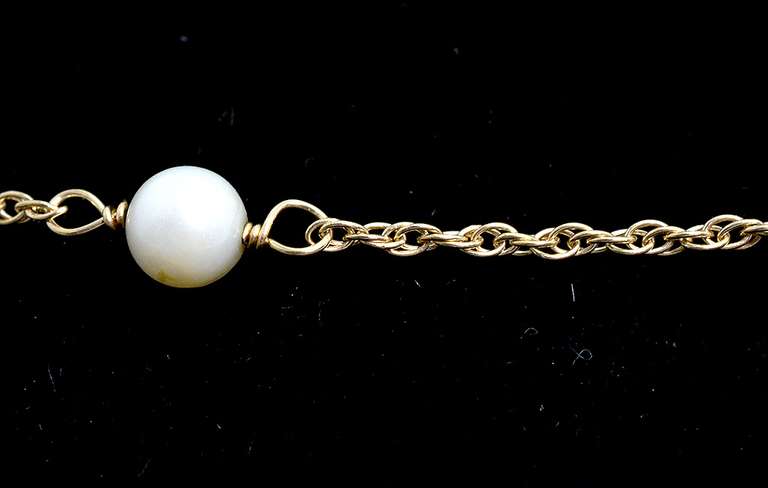 Pearl Stationary Necklace in 14KT