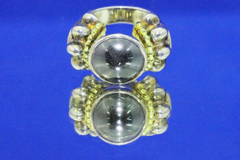 Shiny Hematite in Sterling Ring