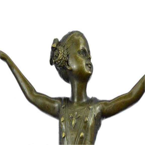 Classy Girl Ballerina Bronze Statue on Marble Base Sculpture