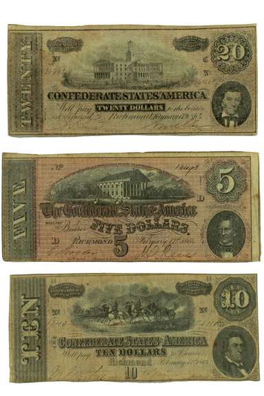 $ 5 $ 10 & $20 1864 CSA Notes