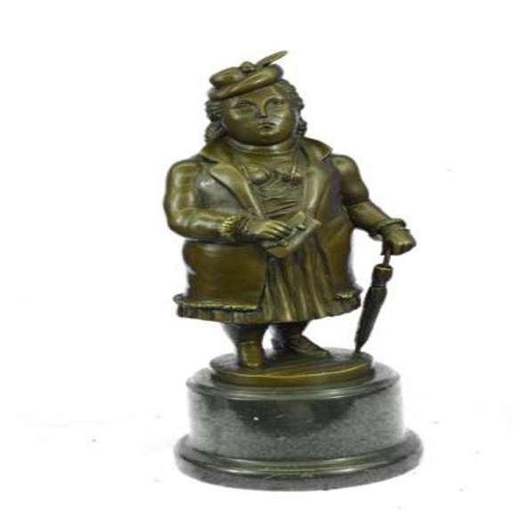 Woman Bronze Figurine on Marble Base Statue