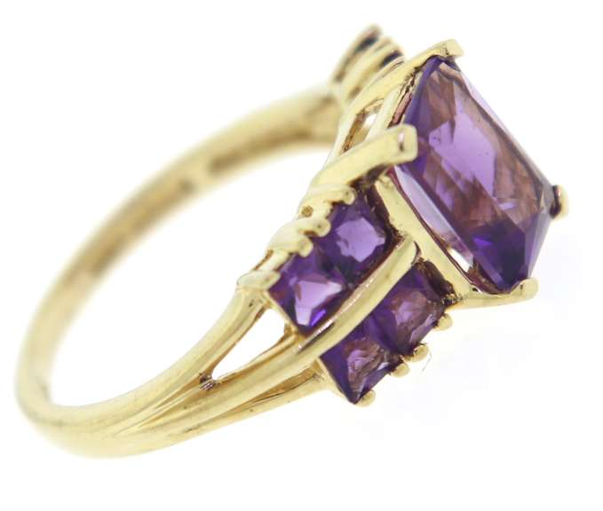 Amazing Emerald Cut Amethyst & Square Amethyst Ring