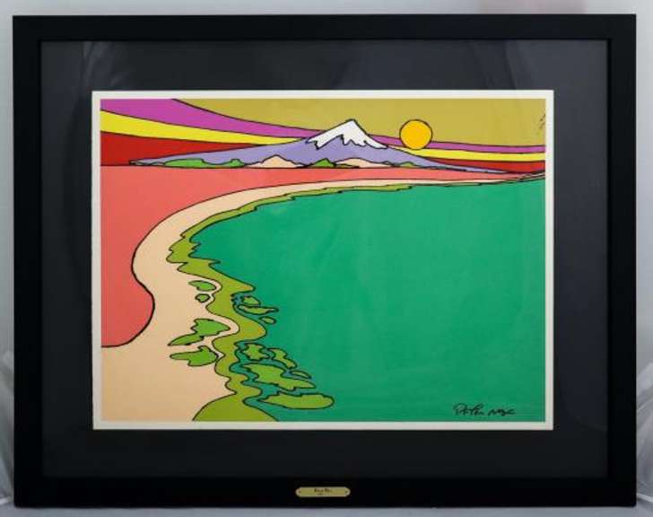 PETER MAX  SHORELINE WITH MOUNTAIN  1972  MAX  SHORELINE WITH MOUNTAIN