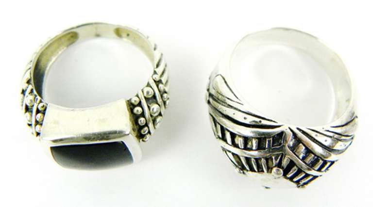 2 Chunky Sterling Silver Rings, Sizes 7 and 8