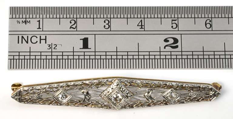 Platinum & Dia. Filigree Vintage Brooxh