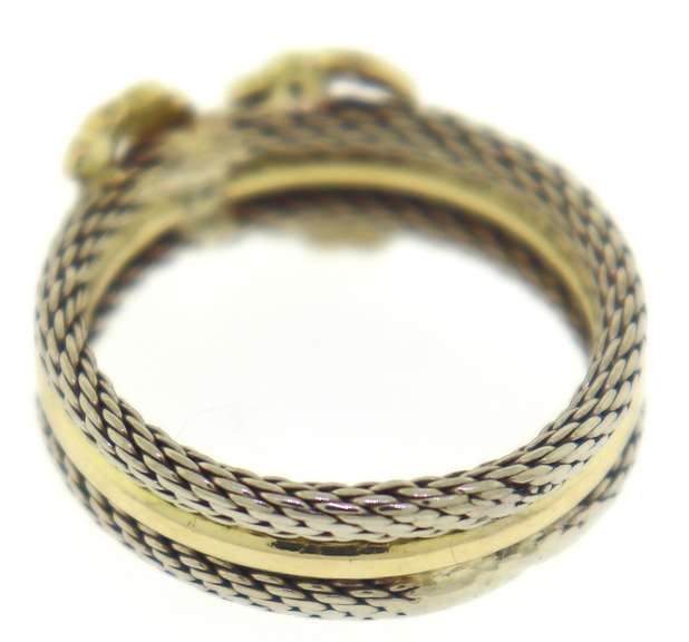 Unique 18kt Two-Tone Gold & Diamond Accent Buckle Ring