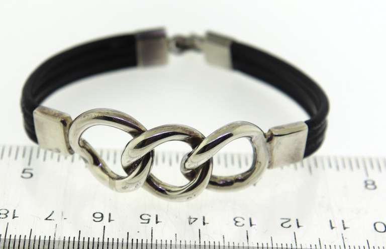 Sterling Silver & Leather Link Bracelet
