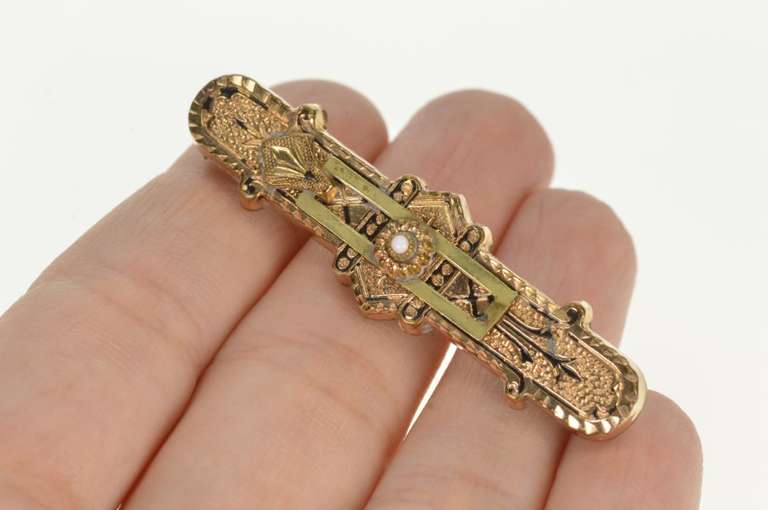 Gold Filled Ornate Decorative Ornamental Victorian Bar Pin/Brooch