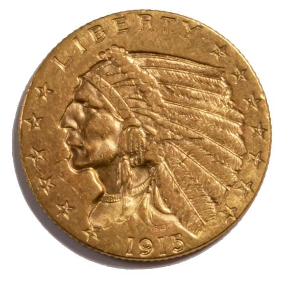 1915 $ 2.50 Gold Indian Quarter Eagle
