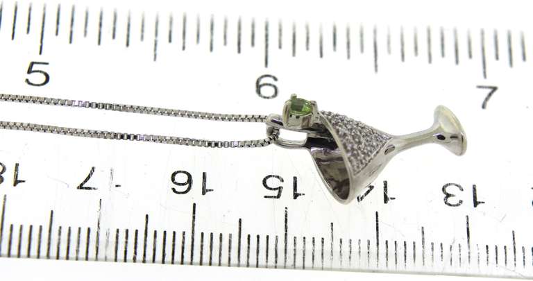 Pave Diamond & Peridot Martini Necklace