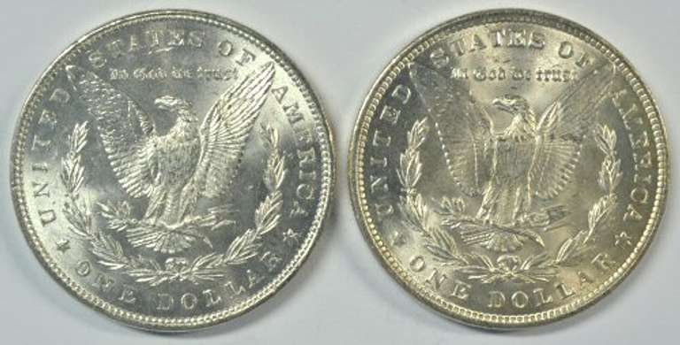 Fresh Choice BU 1886 and 1889 Morgan Silver Dollars