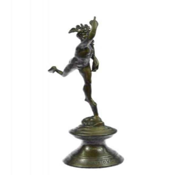 Hermes Elegant Male Nude Mercury Bronze Statue
