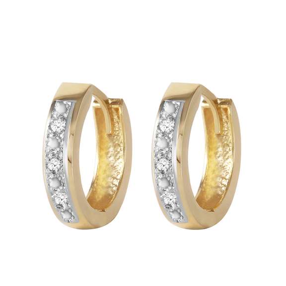Gold Hoop Huggie Diamonds Earrings
