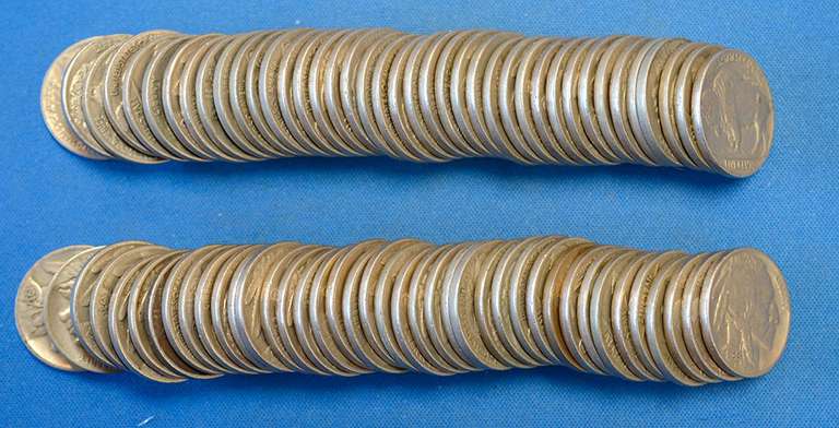 Two Rolls of Buffalo Nickels, Full Date Partial Horn Reverse