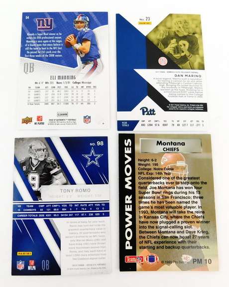 4 Quarterback Greats Football Cards
