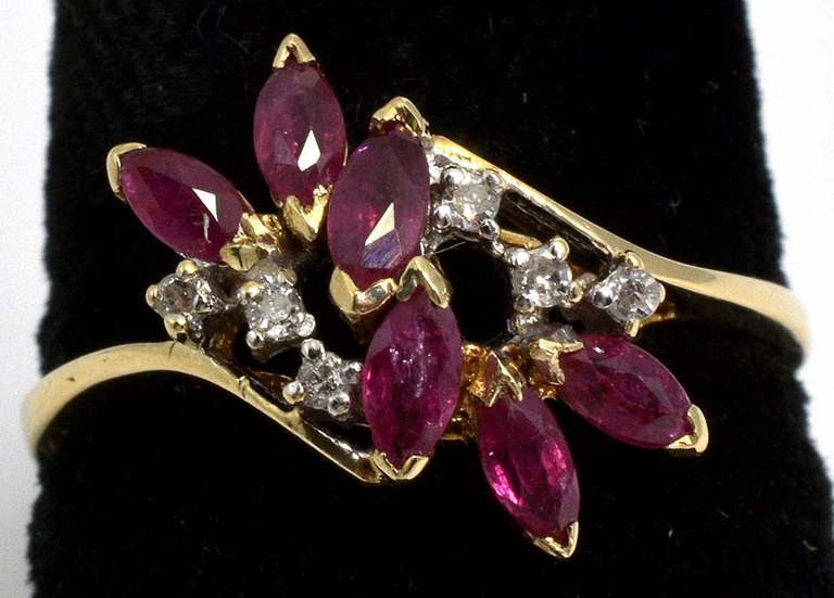 Vintage Ruby & Diamond Ring in Yellow Gold