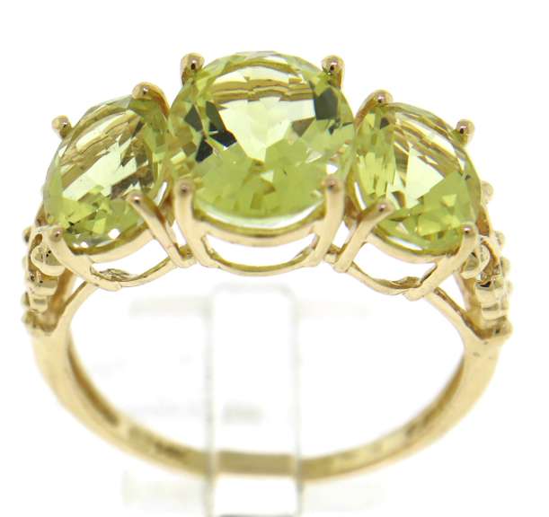 Gorgeous Lime Quartz 3 Stone Ring