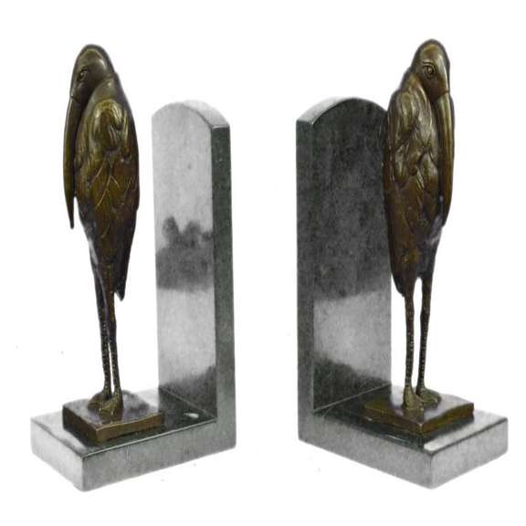 Bird Bronze Sculpture on Marble Base Statue