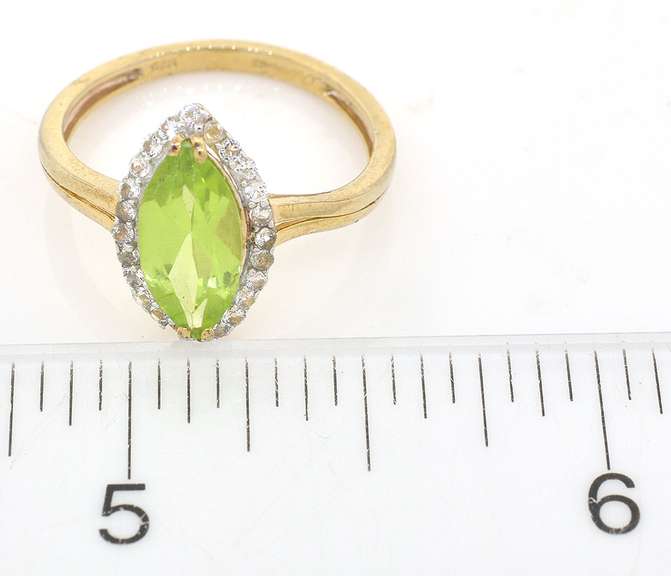 Beautiful Peridot & White Topaz Ring in Vermeil