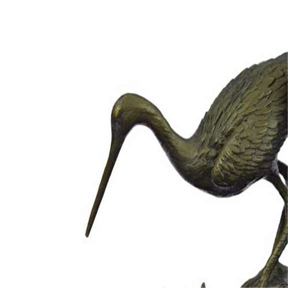 Two Wildlife Cranes Pond Bronze Sculpture