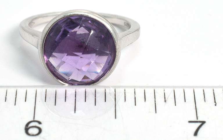 Checkerboard Cut Purple Crystal Ring, Sterling