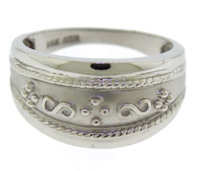 Handsome White Gold Etruscan Style Band