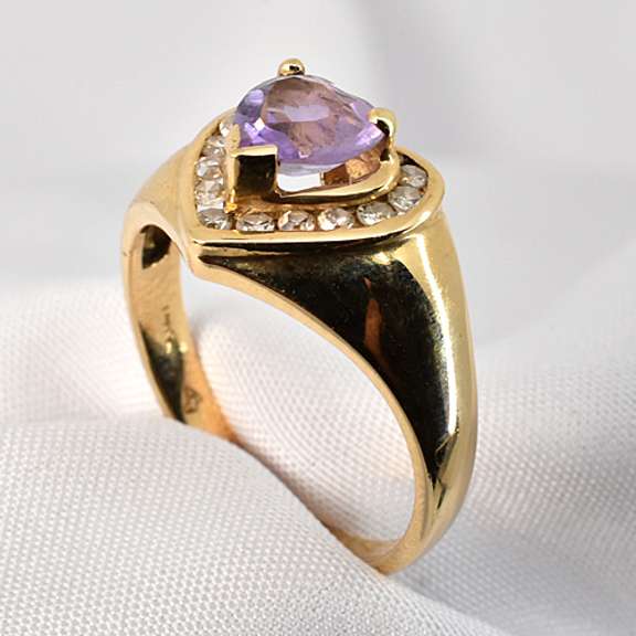 Cute Heart Shaped Amethyst Ring