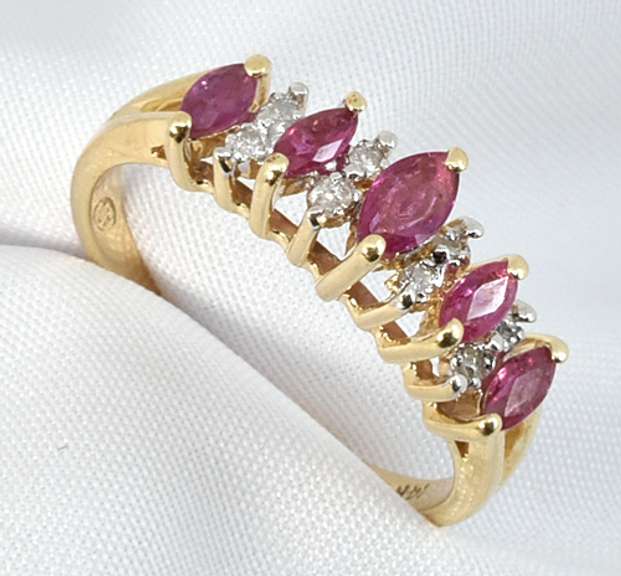 Ruby & Diamond Pyramid Ring