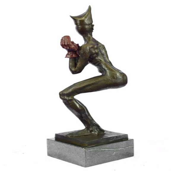Clown Wearing only Gloves Bronze Sculpture