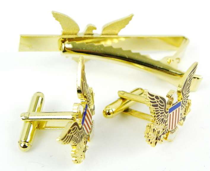 Patriotic E Pluribus Unum Cuff Links & Tie Bar