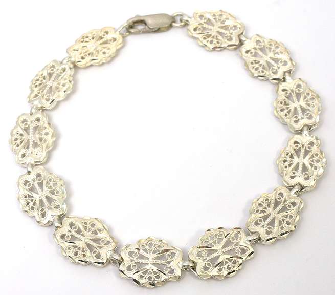 Intricate Link Design Sterling Silver Bracelet