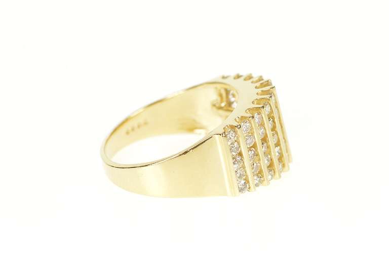 14K Yellow Gold Graduated Diamond Channel Statement Band Ring