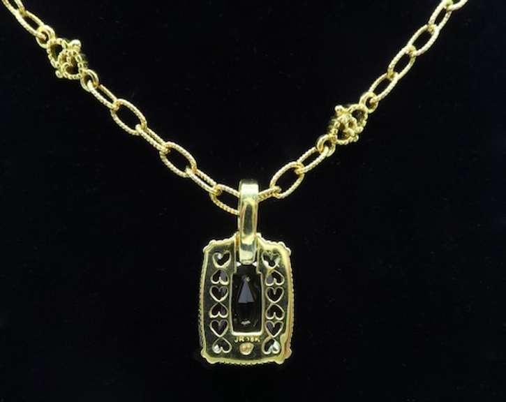 Rare Green Amethyst & Diamond Pendant Necklace in 18k